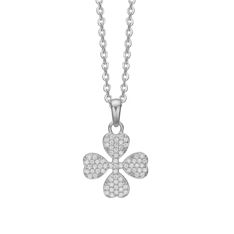 Aagaard Gaver Til Sundhedspersonalet|Smykker*Agaard halskæde med sølv firkløver fyldt med zirconer