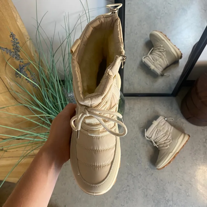 Sygeplejebutikken Billige Vinter Støvler|Vinterstøvler Damer*Beige vinterstøvle med lækkert blødt for