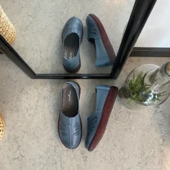 Sygeplejebutikken Sommersko Dame|Gængesål*Blå ballerina i skind