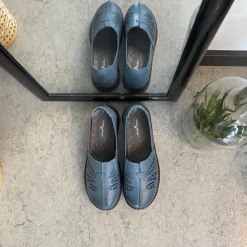 Sygeplejebutikken Sommersko Dame|Gængesål*Blå ballerina i skind