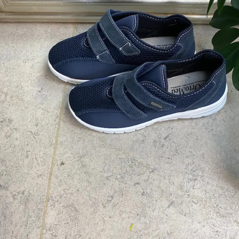 OrtoMed sko Slip On Sko|Sko Med Ekstra Svangstøtte*Blå fleksibel sko med skridhæmmende såler