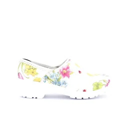Sygeplejebutikken Træsko Dame Modeller|Hvide Træsko*Blomstret forårs træsko med forårs blomster med kap