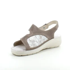 OrtoMed sko Sko På Tilbud*Bred ortopædisk sandal i beige med velcro, svangstøtte & ekstra plads til knyster