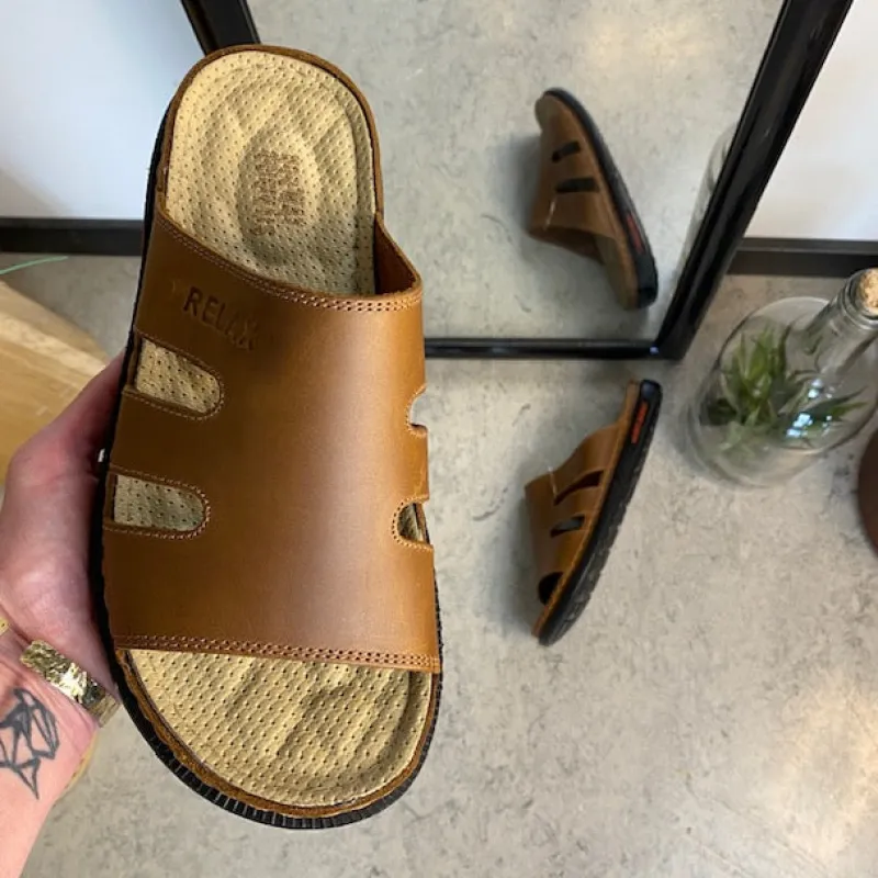 Sygeplejebutikken Sko På Tilbud*Brun herretøffel med relax-såle