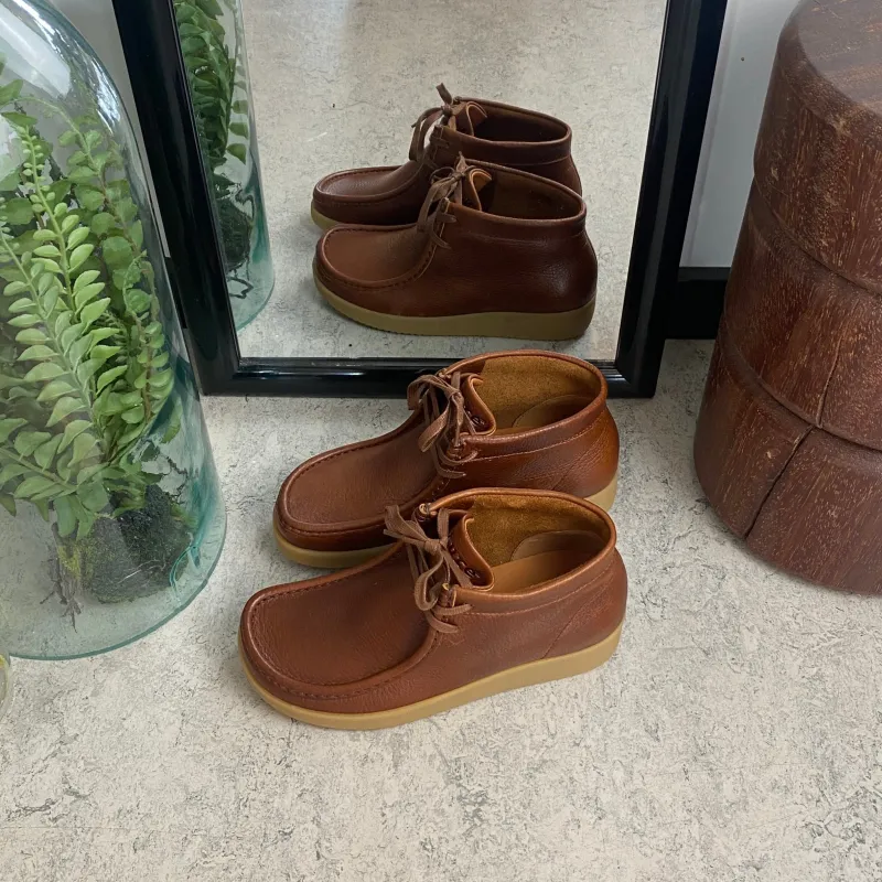 Nature Footwear Stødabsorberende Sko*Brun Nature lædersko med snørelukning