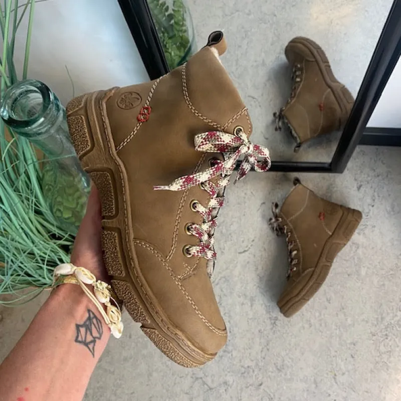 Rieker Kort Støvle Dame|Vinterstøvler Damer*Brun støvle med varmt foer.