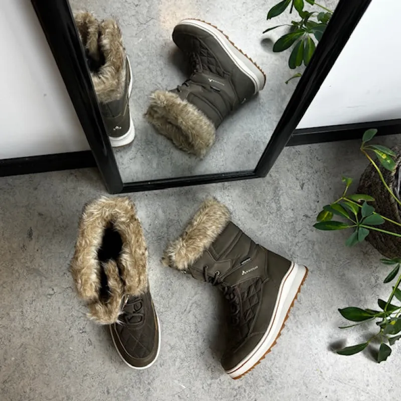 Whistler Billige Vinter Støvler|Vinterstøvler Damer*Brun vandtæt vinterstøvle fra med pels kant