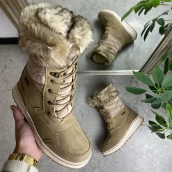 Mols Kort Støvle Dame|Vinterstøvler Damer*Brun vandtæt vinterstøvle fra med pels kant