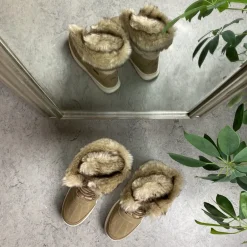 Mols Kort Støvle Dame|Vinterstøvler Damer*Brun vandtæt vinterstøvle fra med pels kant