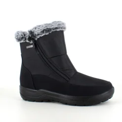 Sygeplejebutikken Sorte Støvletter|Vinterstøvler Damer*Damestøvletter i sort PU med pelskant og varmt for – 2 lynlåse og komfortabel PU-sål