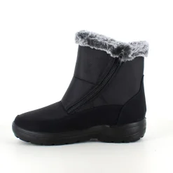 Sygeplejebutikken Sorte Støvletter|Vinterstøvler Damer*Damestøvletter i sort PU med pelskant og varmt for – 2 lynlåse og komfortabel PU-sål