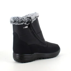 Sygeplejebutikken Sorte Støvletter|Vinterstøvler Damer*Damestøvletter i sort PU med pelskant og varmt for – 2 lynlåse og komfortabel PU-sål