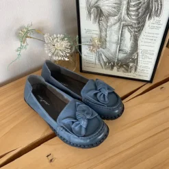 Sygeplejebutikken Sommersko Dame|Gængesål*Elegant ballerina i blåt farvet skind