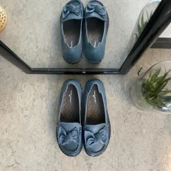 Sygeplejebutikken Sommersko Dame|Gængesål*Elegant ballerina i blåt farvet skind