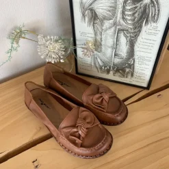 Sygeplejebutikken Sommersko Dame|Gængesål*Elegant ballerina i brunt skind