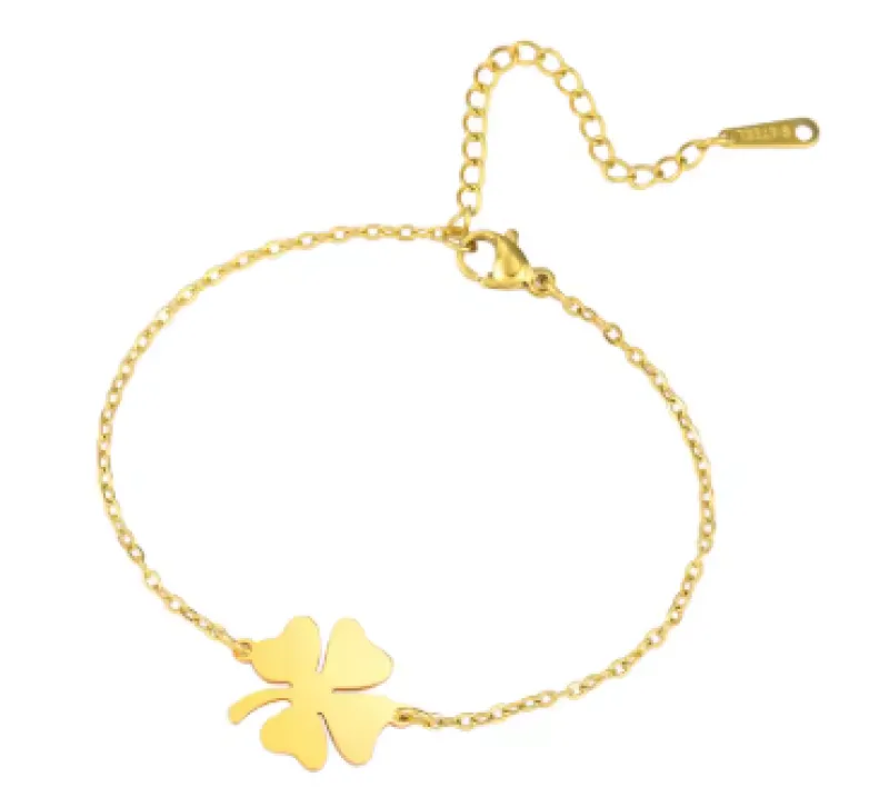Sygeplejebutikken Gaver Til Sundhedspersonalet|Smykker*Elegant firkløver armbånd i rustfrit stål – symbol på held og stil