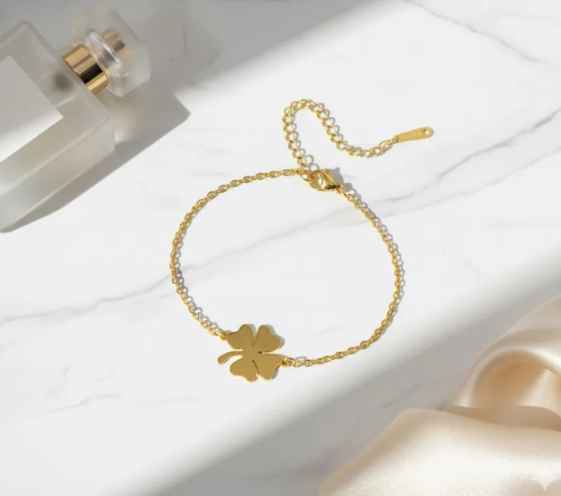 Sygeplejebutikken Gaver Til Sundhedspersonalet|Smykker*Elegant firkløver armbånd i rustfrit stål – symbol på held og stil