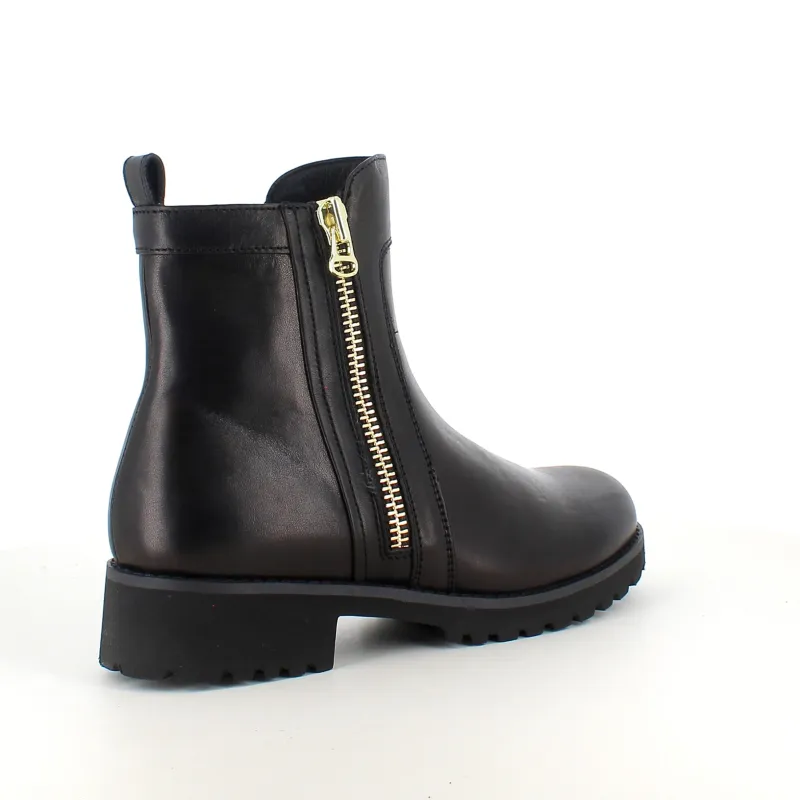 Green Comfort Kort Støvle Dame|Stødabsorberende Sko*Elegant læderstøvle i sort