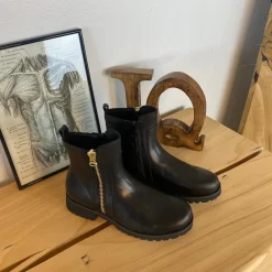 Green Comfort Kort Støvle Dame|Stødabsorberende Sko*Elegant læderstøvle i sort