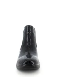 Sygeplejebutikken Kort Støvle Dame|Billige Vinter Støvler*Elegant sort lakstøvle med bred elastikåbning