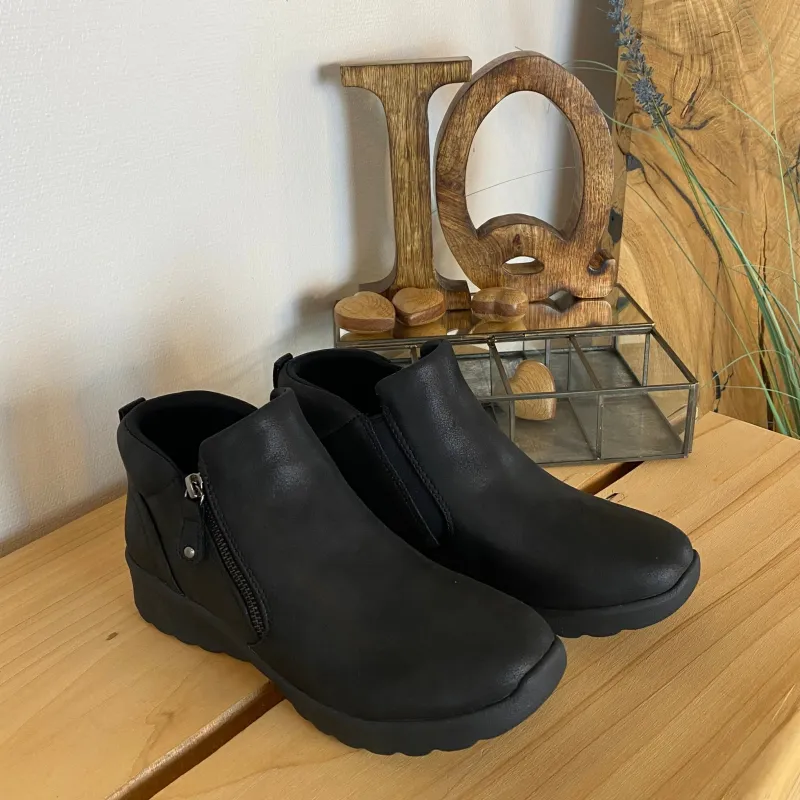 Skechers Kort Støvle Dame|Sorte Støvletter*Elegant sort støvlet med meomory foam fra