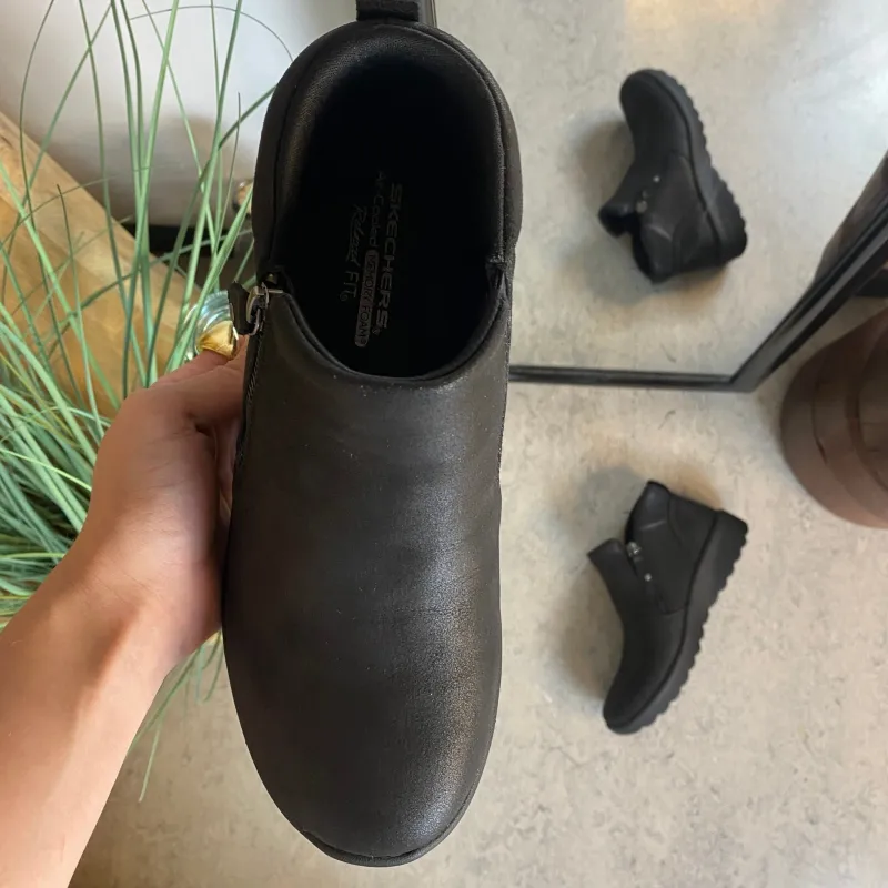 Skechers Kort Støvle Dame|Sorte Støvletter*Elegant sort støvlet med meomory foam fra