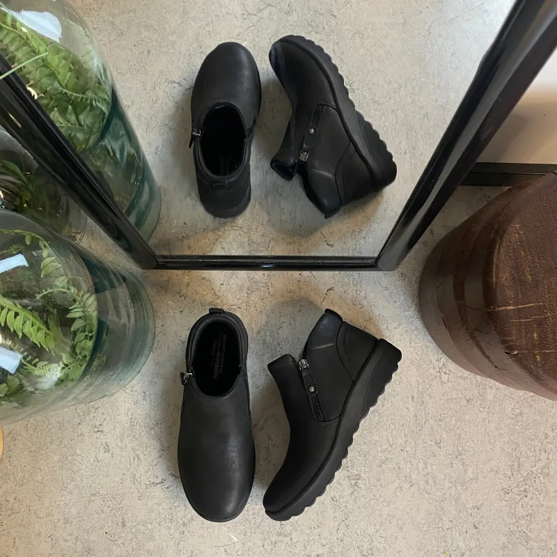 Skechers Kort Støvle Dame|Sorte Støvletter*Elegant sort støvlet med meomory foam fra