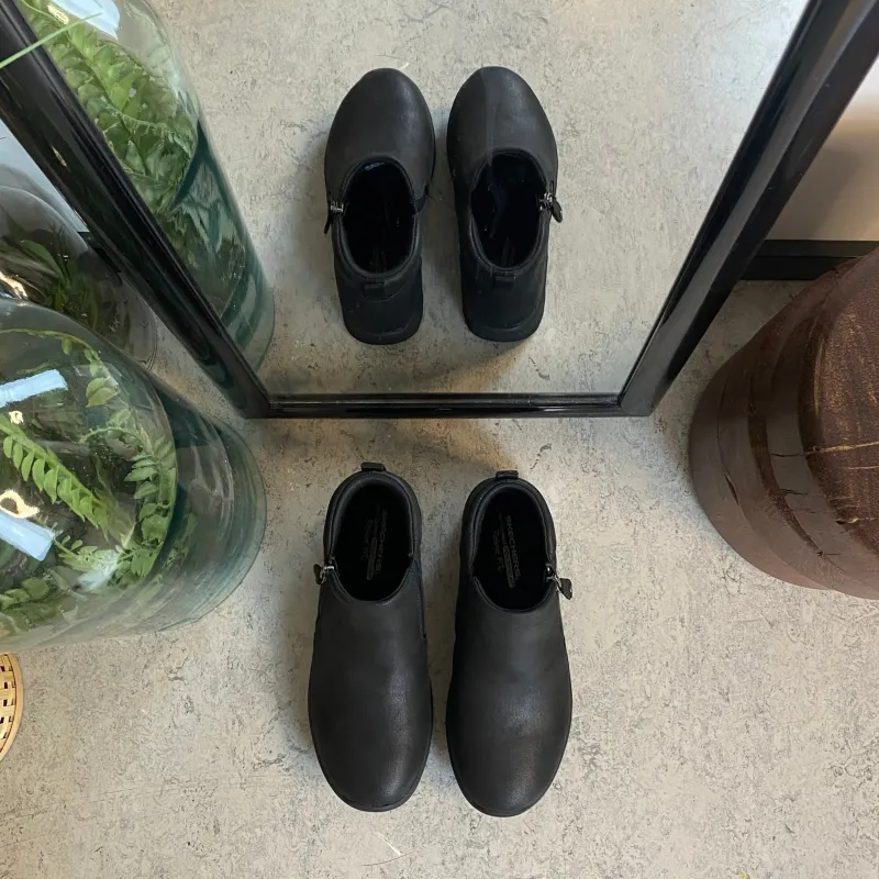 Skechers Kort Støvle Dame|Sorte Støvletter*Elegant sort støvlet med meomory foam fra