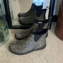 Green Comfort Gummistøvler|Stødabsorberende Sko*gummistøvle i zebraprint med svangstøtte