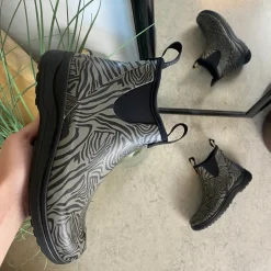 Green Comfort Gummistøvler|Stødabsorberende Sko*gummistøvle i zebraprint med svangstøtte