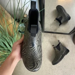 Green Comfort Gummistøvler|Stødabsorberende Sko*gummistøvle i zebraprint med svangstøtte