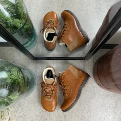 Green Comfort Kort Støvle Dame|Vinterstøvler Damer*kort læderstøvle i brun med uldfoer