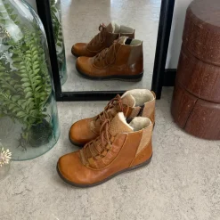 Green Comfort Kort Støvle Dame|Vinterstøvler Damer*kort læderstøvle i brun med uldfoer