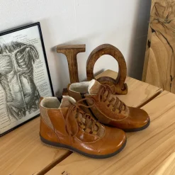 Green Comfort Kort Støvle Dame|Vinterstøvler Damer*kort læderstøvle i brun med uldfoer