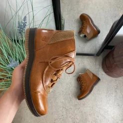 Green Comfort Kort Støvle Dame|Vinterstøvler Damer*kort læderstøvle i brun med uldfoer