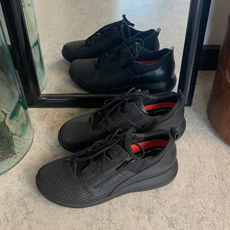 Green Comfort Stødabsorberende Sko|Sko Til Brede Fødder*sko i sort med bred pasform og lynlås