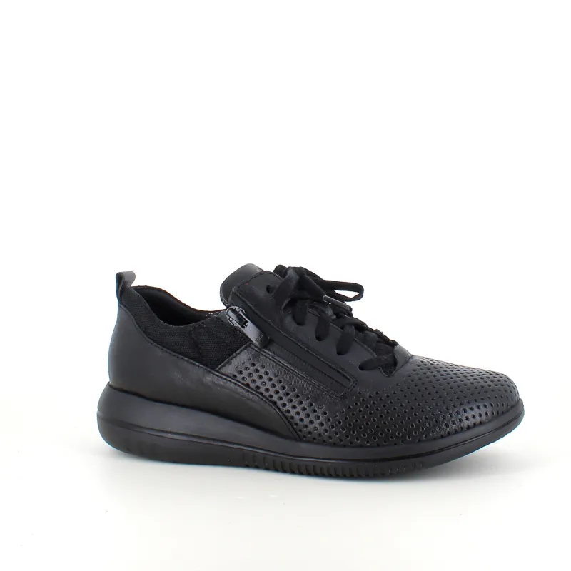 Green Comfort Stødabsorberende Sko|Sko Til Brede Fødder*sko i sort med bred pasform og lynlås