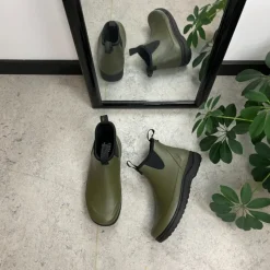 Green Comfort Overgangssko|Sko Til Brede Fødder Og Høj Vrist*Grøn luksus gummistøvle med svangstøtte fra