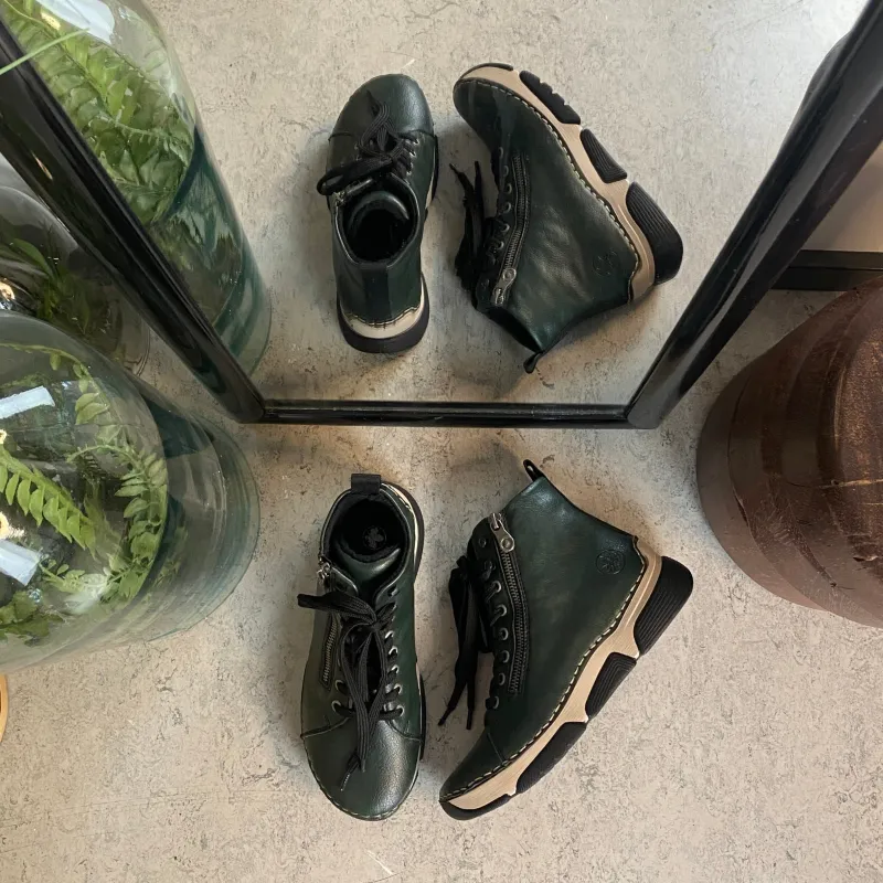 Rieker Kort Støvle Dame|Grønne Støvler*Grøn støvle med god stødabsorbering