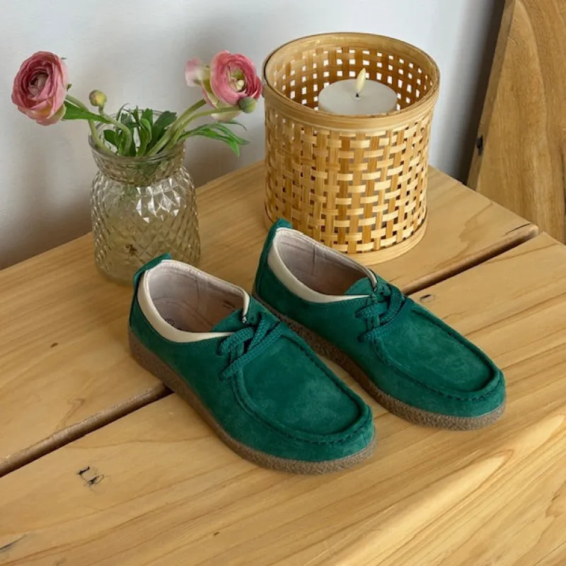 Sygeplejebutikken Sko På Tilbud*Grøn ruskindssko med rågummisål