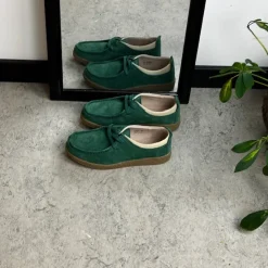 Sygeplejebutikken Sko På Tilbud*Grøn ruskindssko med rågummisål