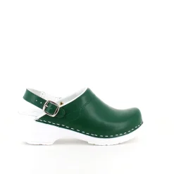 Sygeplejebutikken Sko På Tilbud*Grøn skind træsko med rem