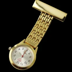 Sygeplejebutikken Gravering*Guld tonet sygeplejeur med bred lænke med gravering