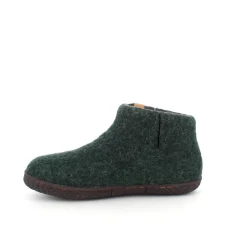 Green Comfort Hjemmesko|Overgangssko*Høj grøn hjemmesko i uld med skridhæmmende såler fra