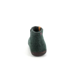 Green Comfort Hjemmesko|Overgangssko*Høj grøn hjemmesko i uld med skridhæmmende såler fra