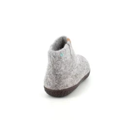 Green Comfort Hjemmesko|Overgangssko*Høj lysegrå hjemmesko i uld med skridhæmmende såler fra