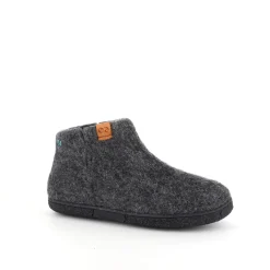 Green Comfort Hjemmesko|Overgangssko*Høj mørkegrå sutsko i uld med skridhæmmende såler fra