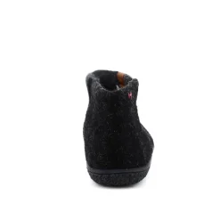 Green Comfort Hjemmesko|Overgangssko*Høj sort sutsko i uld med skridhæmmende såler fra