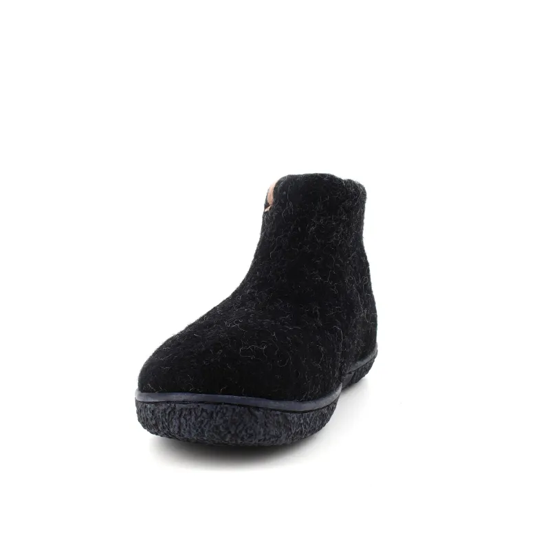 Green Comfort Hjemmesko|Overgangssko*Høj sort sutsko i uld med skridhæmmende såler fra