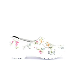 Sygeplejebutikken Træsko Dame Modeller|Hvide Træsko*Hvid blomstret træsko med kap